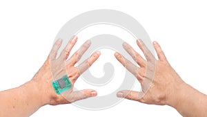 Ands with a microprocessor chip implanted in wrist. photo