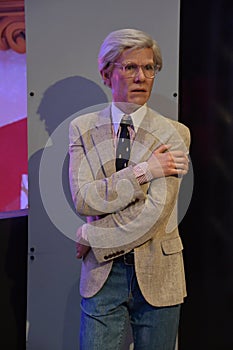 Andy Warhol statue at Madame Tussauds in Times Square in Manhattan, New York City