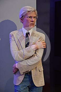 Andy Warhol statue at Madame Tussauds in Times Square in Manhattan, New York City