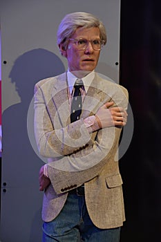 Andy Warhol statue at Madame Tussauds in Times Square in Manhattan, New York City