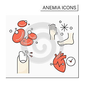 Anemia color icons set