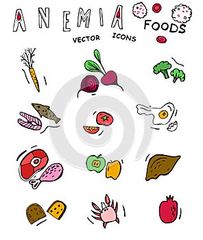 Anemia food doodles photo