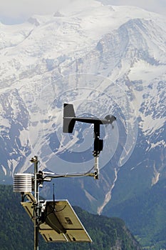 Anemometer at parapente launching point, Plateau d`Assy, France photo
