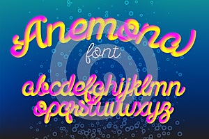 Anemona color 3D alphabet vector pipe font photo