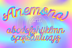 Anemona color 3D alphabet vector pipe font photo