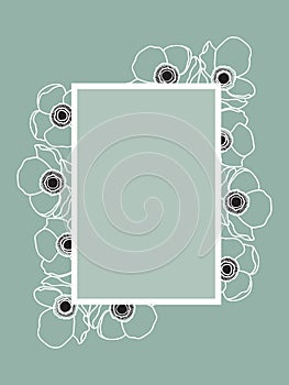 Anemone Flower Wedding Frame Design. Siimplicity and Elegance