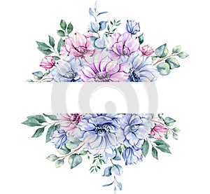 Anemone Flowers Watercolor Illustration