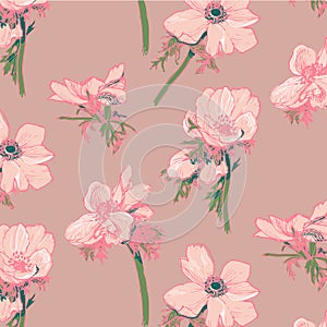 Anemone pattern. Hand-drawing