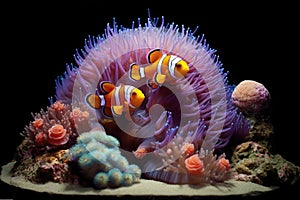 anemonefish playfully darting around its sea anemone home