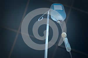 Anesthesia Euthanasia concept. Infusion drip in hospital. Saline solution drip for patient hospital. Recovery after photo