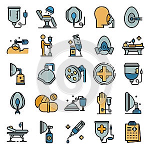 Anesthesia icons set vector flat