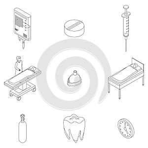 Anesthesia icons set vector outline