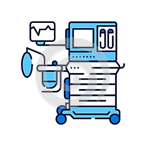 Anesthesia machine line color icon. Equipment for medical surgery concept. Sign for web page, mobile app