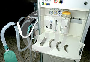 an anesthetic with a set of laryngoscope and blades photo