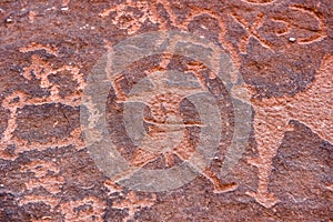 Prehistoric inscriptions in Wadi Rum, Jordan photo