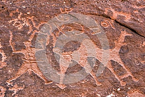 Prehistoric inscriptions in Wadi Rum, Jordan photo