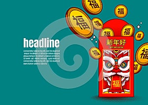 Ang Pao, Happy Chinese New Year, Comic vector 46