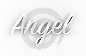 Angel - 3D white text on white background