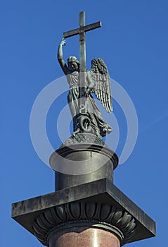 Angel on the Alexander column in St. Petersburg, Russia