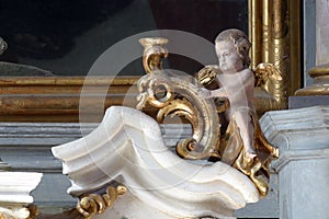 Angel on the altar of St. Anthony of Padua in the Church of the Annunciation in Klanjec, Croatia