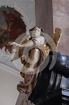 Angel, altar statue in the church of St. Agatha in Schmerlenbach