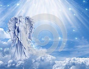 Angel Archangel Ariel with divine rays of light photo