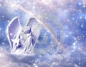 Angel Archangel Haniel with rainbow