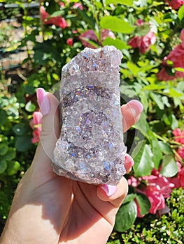 Angel Aura Quartz Garden Rose Pink Purple Gras Stones Crystals