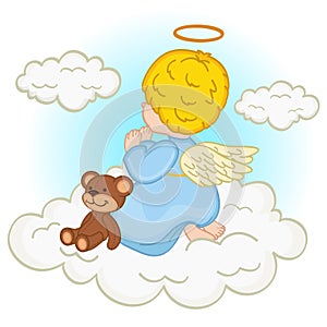 Angel baby boy on cloud