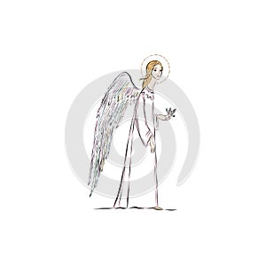 Angel with bird.