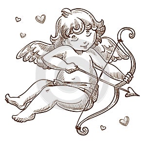 Angel with bow or cupid Valentines day character