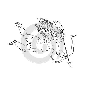 Angel Cupid. Angel Cupid is a baby with a bow and arrow. A symbol of love. valentine\'s day. Renaissance.