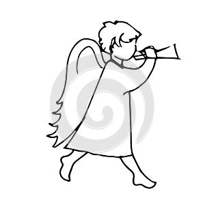 Angel cute little man to play the trumpet