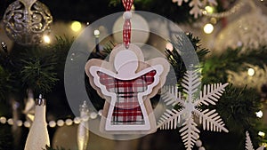 Angel decoration hanging in the Christmas tree