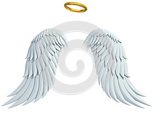 Angel design elements - wings and golden halo