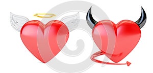 Angel and Devil Hearts, 3D rendering