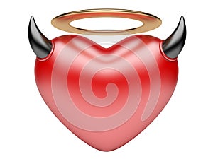 Angel and Devil hearts. lover concept.