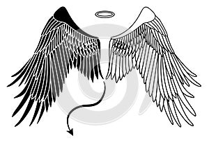 Angel and devil wings