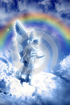 Angel with divine rainbow