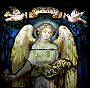 An angel with doves and peace