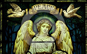 Angel with doves and peace photo