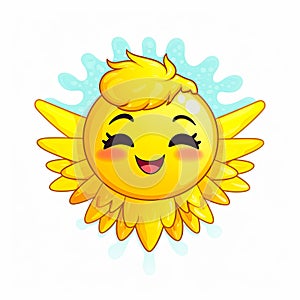 Angel emoticon icon. Emoji summer sticker. On white background. Ai Generative