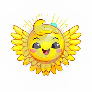 Angel emoticon icon. Emoji summer sticker. On white background. Ai Generative