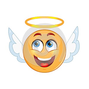 Angel emoticon on a white background.