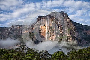 Angel Falls closeup - the highest waterfall on Earth photo