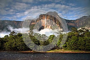 Angel Falls in the morning light - the highest waterfall in the world