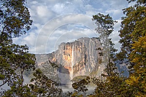 Angel Falls in the morning light - the highest waterfall in the world