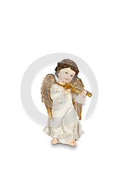 Angel figurine isolated on white background with clipping path clipping path included