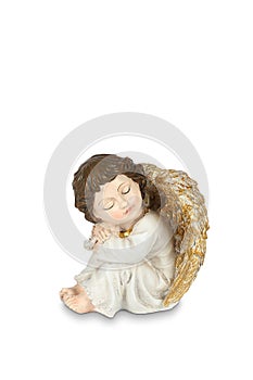 Angel figurine isolated on white background with clipping path clipping path included