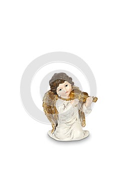 Angel figurine isolated on white background with clipping path clipping path included